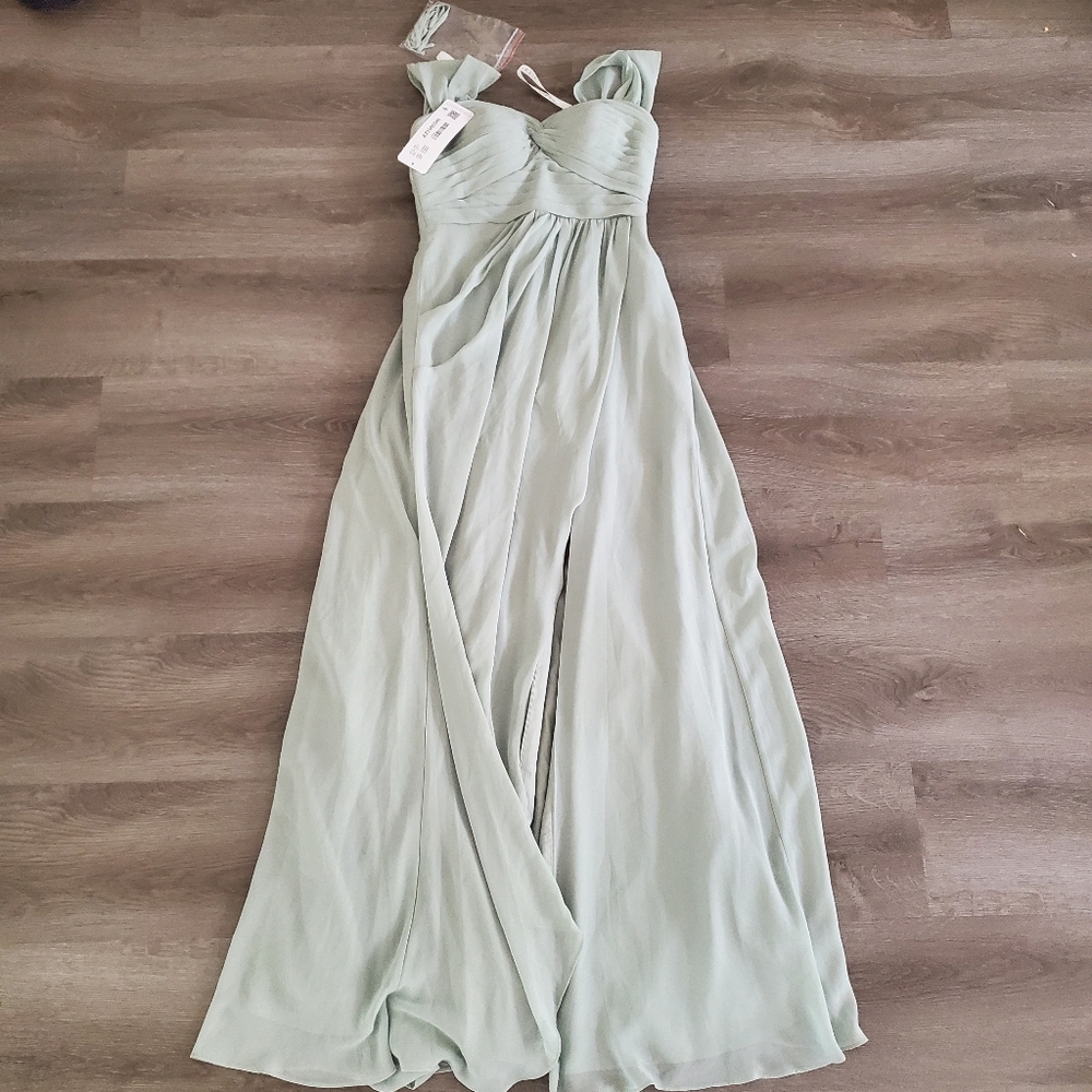 NEW Azazie Millie Agave Green Dress Gown Bridesmaid Women Sz A2